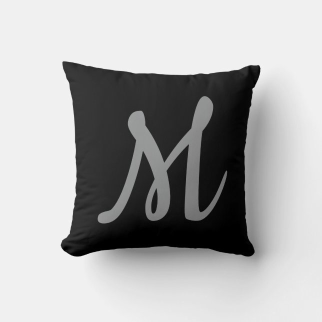 Chic Grey Initial Letter Monogram Modern Throw Pillow (Front)