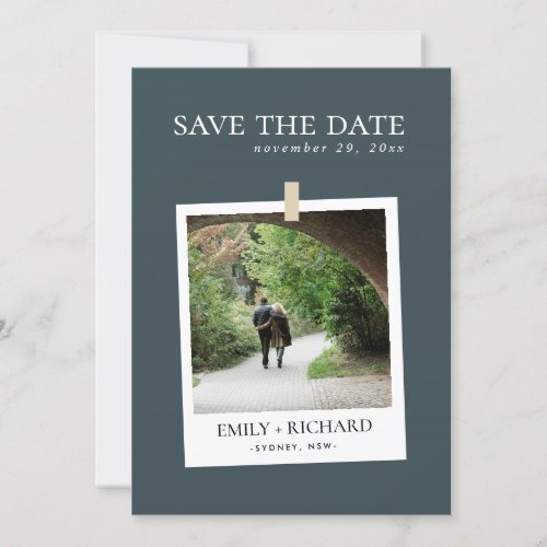 CHIC GREY MINIMAL CUSTOM PHOTO SAVE THE DATE CARD