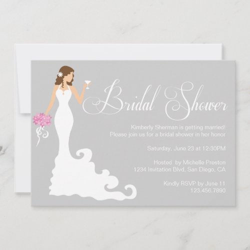 Chic Grey Modern Bride Posh Bridal Shower Invite