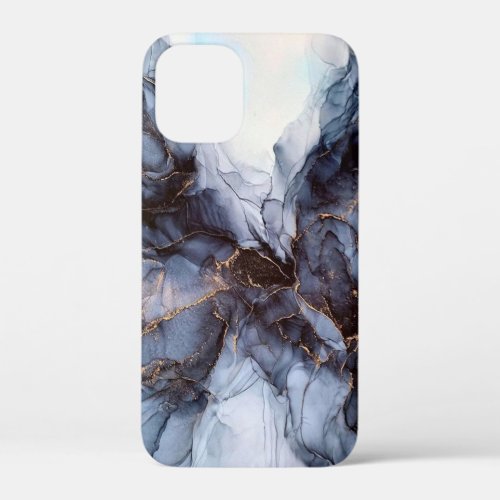 Chic grey navy blue marble      iPhone 12 mini case