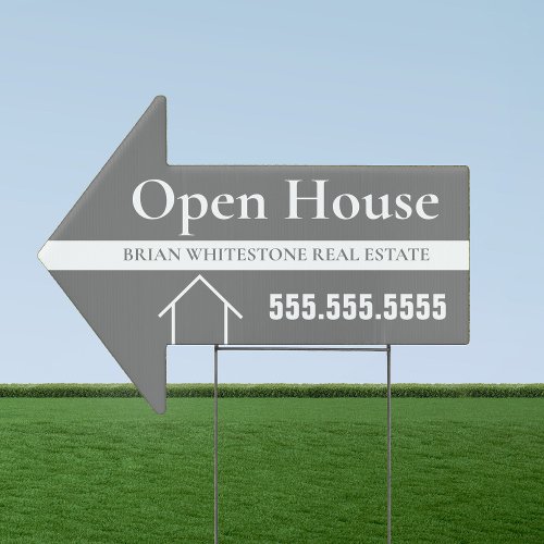 Chic Grey Open House Real Estate Company Yard Sign