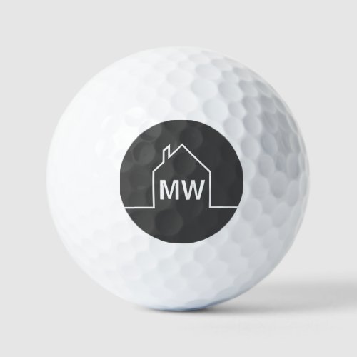 Chic Grey Real Estate Company Monogram Realtor Golf Balls