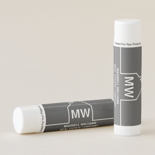 Chic Grey Real Estate Company Monogram Realtor Lip Balm