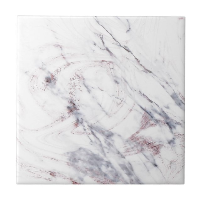  Chic Grey Rose Gold Metallic Marble Look Glamour Ceramic Tile (Front)