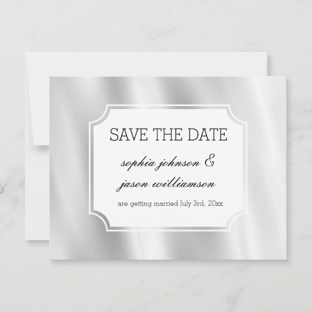 Chic Grey Silver save the date (Front)