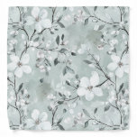 Chic Grey White Flowers Bandana