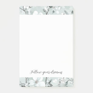 Chic Grey White Flowers Post-it Notes
