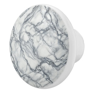Chic Grey & White Marble Look Glamour Ceramic Knob