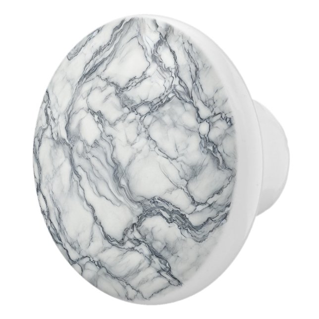 Chic Grey & White Marble Look Glamour Ceramic Knob (Right)