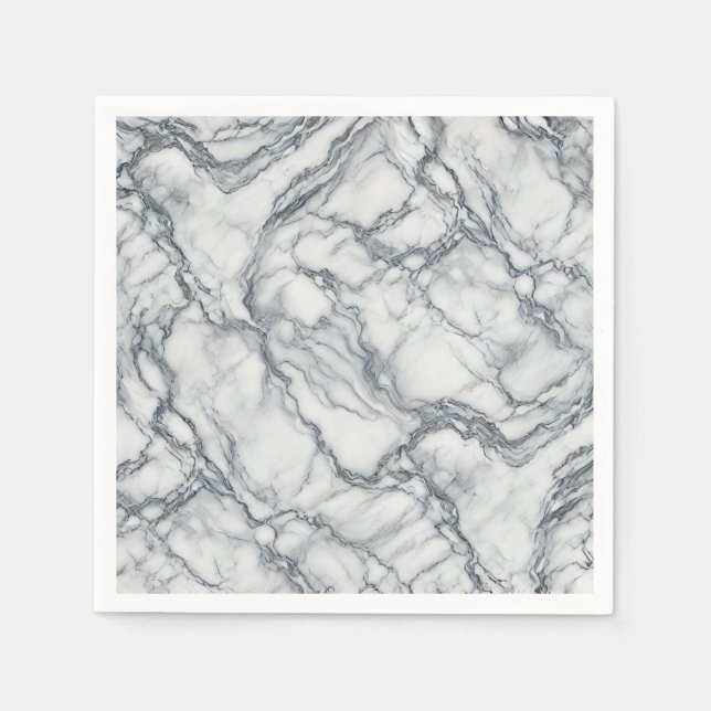 Chic Grey & White Marble Look Glamour Napkins (Front)