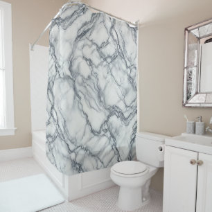 Chic Grey & White Marble Look Glamour Shower Curtain