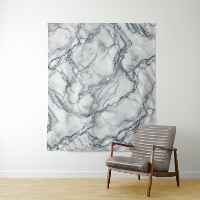 Chic Grey & White Marble Look Glamour Tapestry (In Situ)
