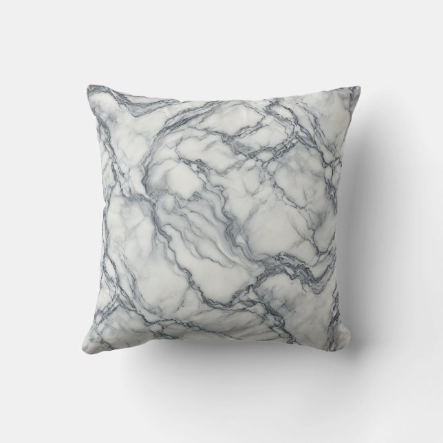 Chic Grey & White Marble Look Glamour Throw Pillow (Back)