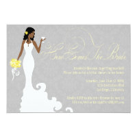 Chic Grey Yellow Here Comes the Bride Shower Invitation