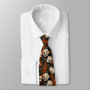 Chic Groomsmen Gift Gardenias Flower Neck Tie