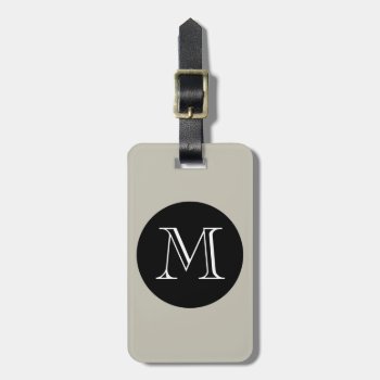 Chic Groupon Luggage Tag_547 Sand/black/monogram Luggage Tag by GiftMePlease at Zazzle