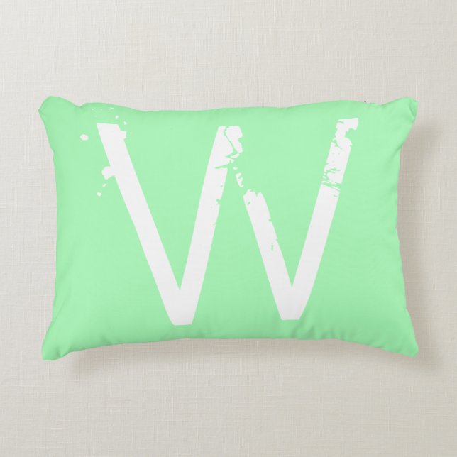 Chic Grunge Monogram Mint Green Accent Pillow (Front)