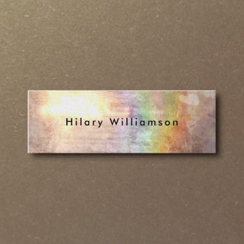 Chic Grunge Rainbow Holograph Stone Abstract Art Mini Business Card by TabbyGun at Zazzle