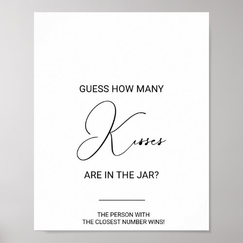 Chic Guess How Many Kisses Bridal Shower Game  Poster