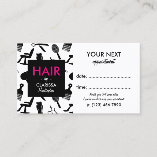 Customizable Chic Hair Stylist Appointment Card