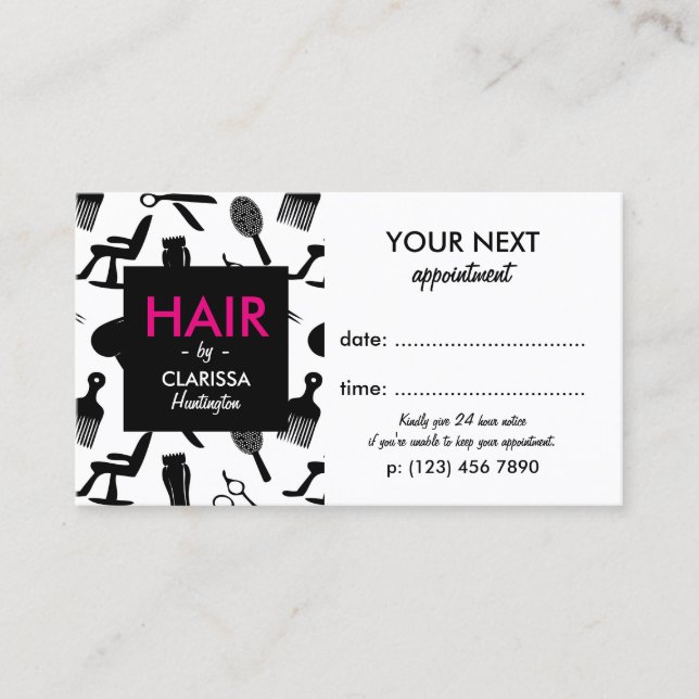 Chic Hair Stylist Appointment Card (Front)