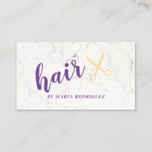Chic Hair Stylist Business Cards with White Marble