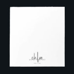 Chic Hair Stylist Minimalist Monogram  Notepad<br><div class="desc">A chic minimalist modern glamorous monogram hair stylist business notepad with a dark gray black script first name and a serif full name. Simple modern elegance. Perfect for beauty,  style,  and fashion fields.</div>