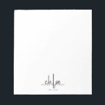 Chic Hair Stylist Minimalist Monogram  Notepad<br><div class="desc">A chic minimalist modern glamorous monogram hair stylist business notepad with a dark gray black script first name and a serif full name. Simple modern elegance. Perfect for beauty,  style,  and fashion fields.</div>