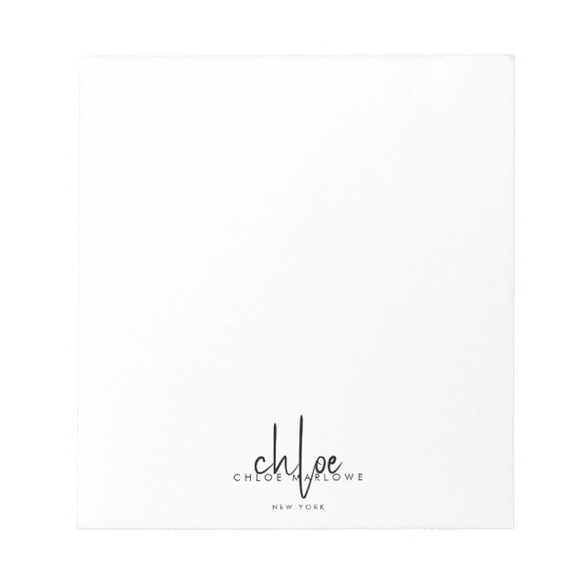 Chic Hair Stylist Minimalist Monogram  Notepad (Front)