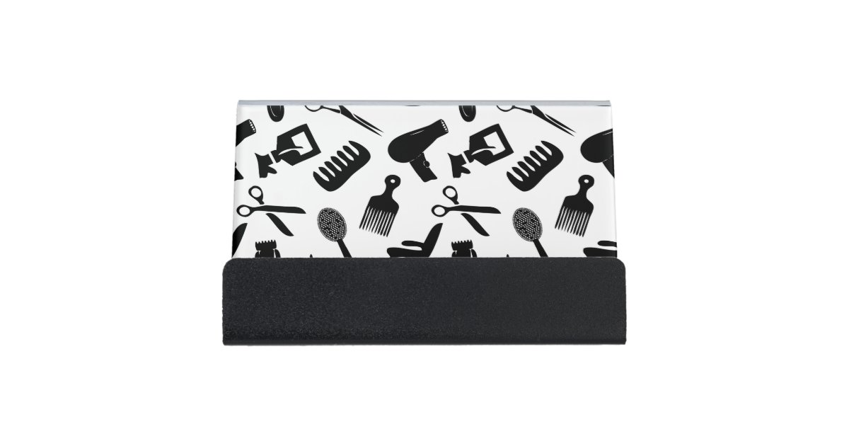 Chic Hair Stylist Pattern Desk Business Card Holder Zazzle Com