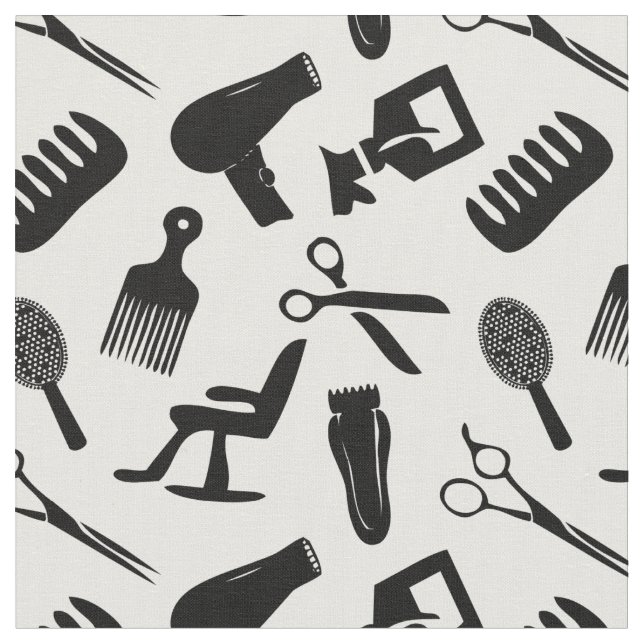 Chic Hair Stylist Pattern Fabric (Close Up)
