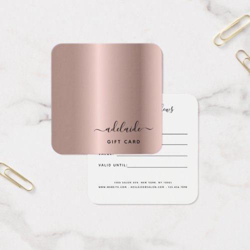 Chic Hair Stylist Rose Gold Beauty Salon Gift Card