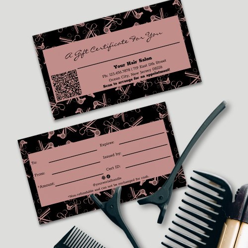 Chic Hair Tools Pattern QR Code Gift Certificate