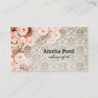 chic hairstylist hair stylist makeup artist floral business card