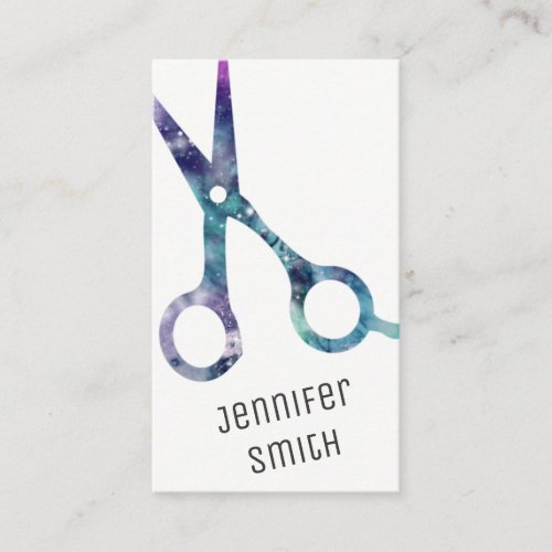 chic hairstylist hair stylist scissors galaxy appointment card