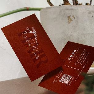 Chic Hairstylist Scissors Minimal QR Code Business Card