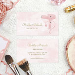 Chic Hairstylist Soft Pink Faux Glitter Hairdryer Business Card at Zazzle