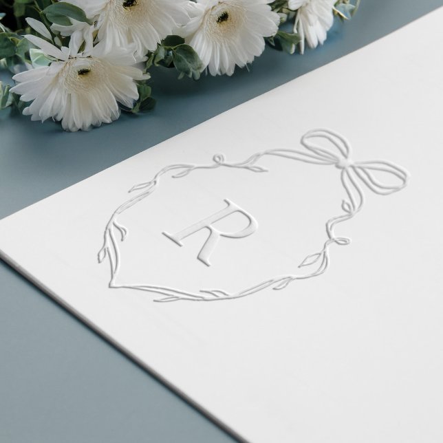 Chic Hand Drawn Bow & Ribbon Monogram Crest Embosser (Chic Hand Drawn Bow & Ribbon Monogram Crest Embosser)