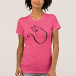 Chic Hand Drawn Cat Women’s Jersey T-shirt | Pink at Zazzle