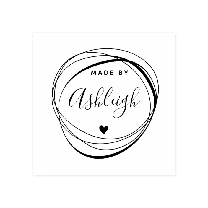 Hand Drawn Circle & By Custom Name Rubber Stamp |