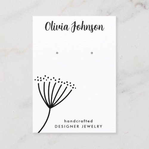 Chic Hand Drawn Dandelion Jewelry Earring Display Business Card