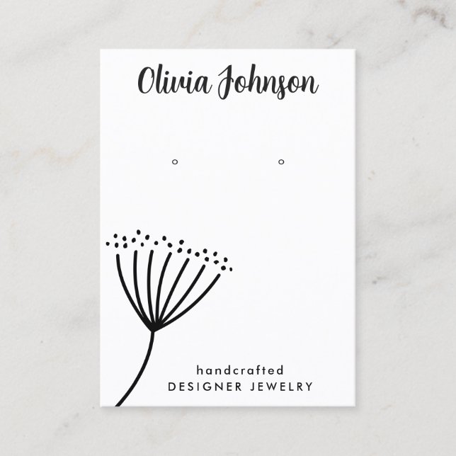 Chic Hand Drawn Dandelion Jewelry Earring Display Business Card (Front)