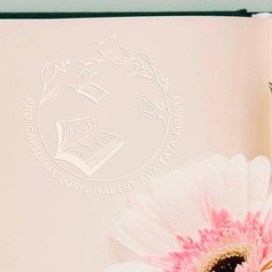 Chic Hand-drawn Library Book Custom Text Embosser