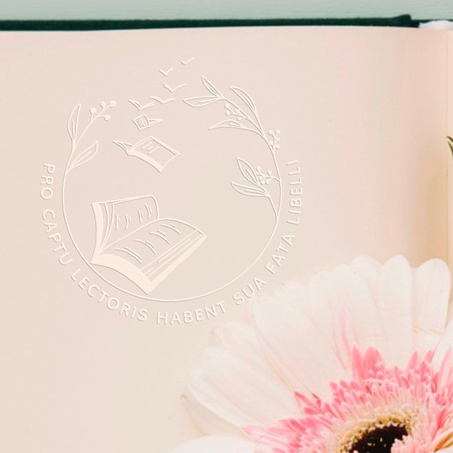 Chic Hand-drawn Library Book Custom Text Embosser (Creator Uploaded)