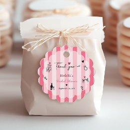 Chic Hand Drawn Pink Stripe Bridal Shower Favor Tags