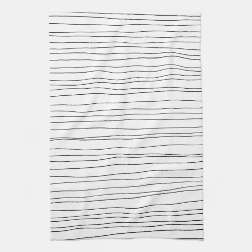 Chic hand drawn stripe black  white grid kitchen towel