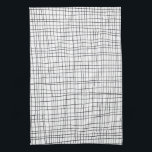 Chic hand drawn stripe black & white grid kitchen towel<br><div class="desc">Decorate your kitchen with this cool towel. Makes a great housewarming or wedding gift! 
You can customize it and add text too.
Check my shop for lots more colors and patterns!</div>