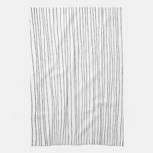 Chic hand drawn stripe black  white kitchen towel