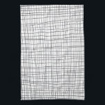 Chic hand drawn stripe grid black & white kitchen towel<br><div class="desc">Decorate your kitchen with this cool towel. Makes a great housewarming or wedding gift! 
You can customize it and add text too.
Check my shop for lots more colors and patterns!</div>