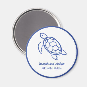 Chic Hand Drawn Turtle Wedding Favor Magnet